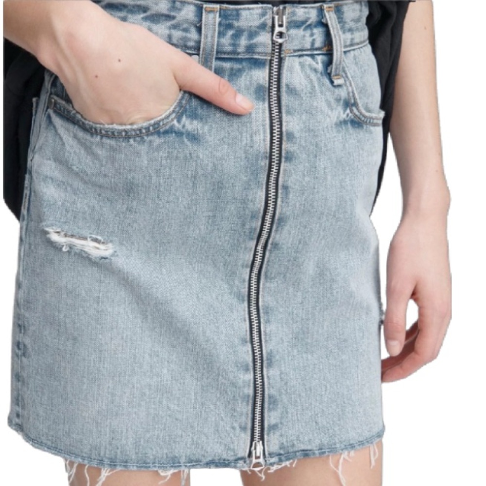 NWT Rag & Bone Mandy Anna Front Zipper Jean Skirt, Light Wash, Size 26